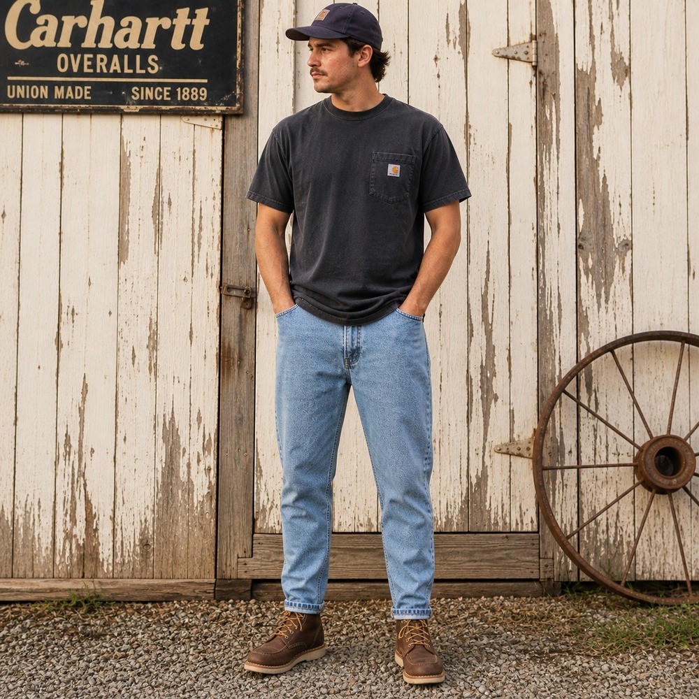 Carhartt B17 STW Relaxed Fit Jeans Tapered Denim Workwear Men's 48x32 USA Made